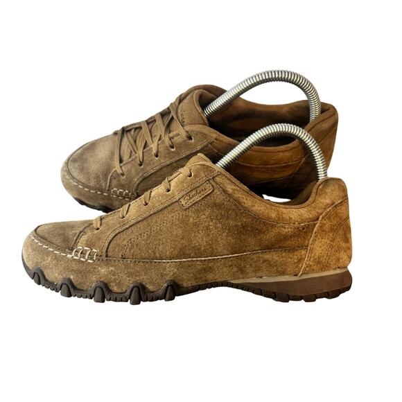 Skechers Bikers Contained Sneakers Women 8 Brown Relaxed Fit Suede Leather - Picture 1 of 10